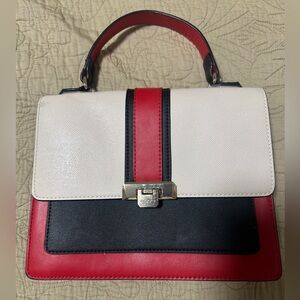 Elegant Red, Black, and White ALDO Handbag